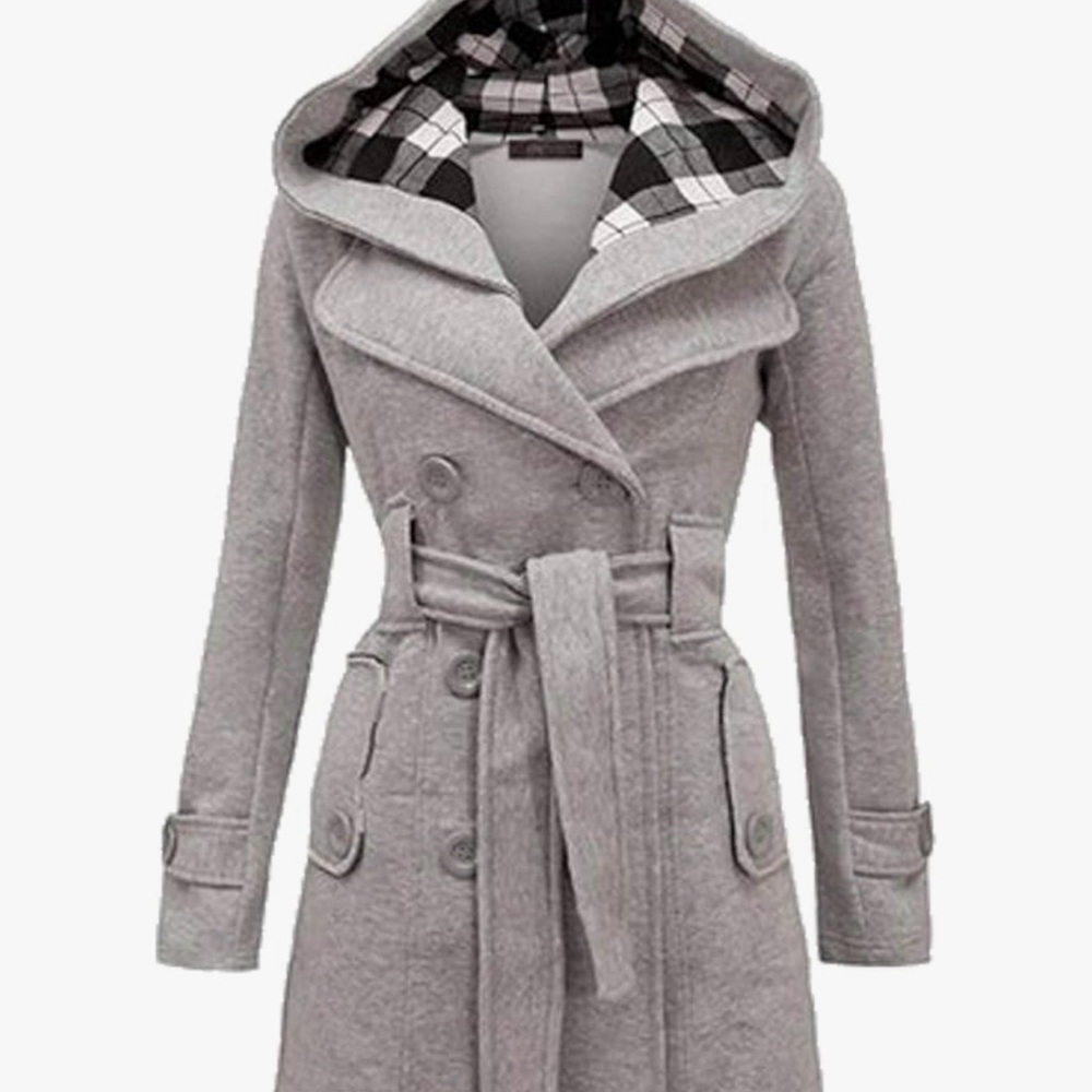 Women's Gray Double-Breasted Coat